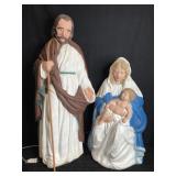 2 LIGHTED BLOW-MOLDS MARY & JOSEPH W/ BABY JESUS