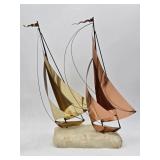 Brutalist Art Sailboat Brass Nautical signed