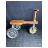 ANTIQUE KIDDIE KAR WOOD WALKER/RIDING TOY EARLY