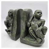 Signed Abraham Yombe Soapstone Bookend Pair