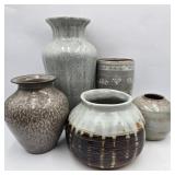 Teal Pallette Signed Pottery Lot of 5