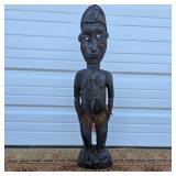 27" Carved Tribal Figure w/ Cowrie Shell Eyes