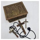 Brass Box w/ Crucifixes