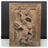 16" x 22" Carved Teak Fighting Deities