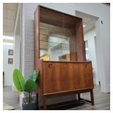 Mid-Century Mirrored Teak Cocktail Cabinet