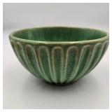 Antique 7" Green Ribbed Ceramic Bowl