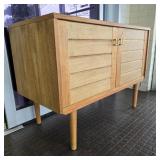 Mid-Century Style Oak Finish Record Cabinet
