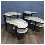 Mid-Century Marbleized 3 Tier Biomorphic Tables