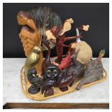Lot of Bird Carvings, Pottery, & Feathers