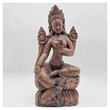 Green Tara 12" Carved Wood Statue