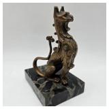 5" Bronze Cat Sculpture on Marble Base