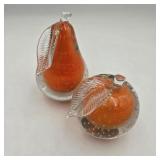 Murano Barbini Art Glass Bullicante Fruit Pair