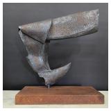 19" Abstract Hammer Peened Steel Sculpture