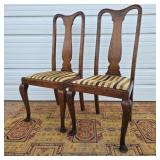 Antique Oak Queen Anne Style Chairs