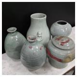 Teal Palette / Signed Pottery Lot of 5