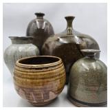 Olive / Earth Tone Pottery Lot of 5