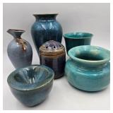 Blue Pallete / Signed Pottery Lot of 6