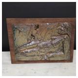 Signed Nude Pottery Plaque on Walnut