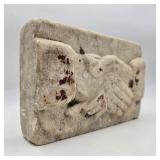Aged Marble Handshake Sculpture