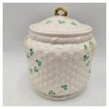 Belleek Porcelain Shamrock Biscuit Jar