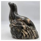 Signed Canadian / Inuit Soapstone Seal Carving