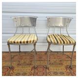 Steel Dining Chairs w/ Striped Cushions