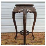 Carved Mother of Pearl Inlaid Plant Stand
