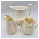 Belleek Creamer & Wedgewood Pitcher Trio