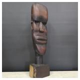 22" Carved African Folk Art Portrait Sculpture