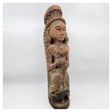 17" Indian Hand Carved Teak Statue