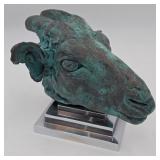 7" Mounted Bronze Ovine Sculpture