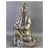 Bronzed Seated Guanyin Buddhist Figure Statue