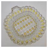 EAPG Yellow & Clear Scalloped Dish