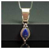 P.Skeets Sterling Lapis Necklace Pendant on