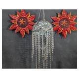 Faux Crystal Solar Light & Metal Flower Bird