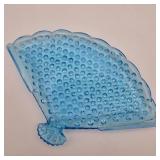 Blue Hobnail Fan Dish