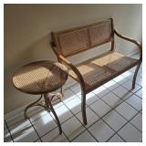 Bentwood Cane Settee Bench & Matching Table