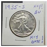 1935 S KEY DATE WALKING LIBERTY SILVER HALF