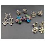 Vintage Rhinestone Statement Earrings , Clip On &