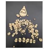 Vintage Carved Elephant Beads & Pendant