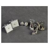 Sterling Silver Cufflinks Earrings , Abalone