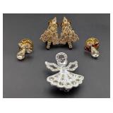 Eisenberg Ice Christmas Tree Clip Earrings &