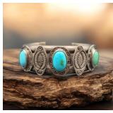 Vintage Native American Silver Turquoise Cuff