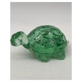 FENTON ART GLASS TURTLE HAND PAINTED & SIGNED