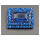 Sapphire Blue Rhinestone Brooch , Eye catching