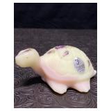 FENTON BURMESE ART GLASS TURTLE UV REACTIVE HAND
