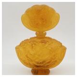 Vintage Czech Bohemia Amber Perfume Bottle  F.
