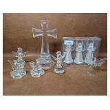 Glass Angel Candle Holders, Cross, Crystal