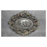 Cast Iron Art Footed Tray with Ornate Reticulated