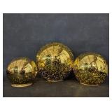 Lighted Decorative Mercury Glass Balls Set of 3